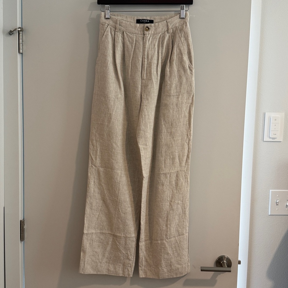 Caara Linen Wide-Leg Pants in Beige (Few Moda)